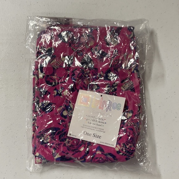 LuLaRoe OS One Size Pink Floral Leggings NWT - Picture 7 of 8